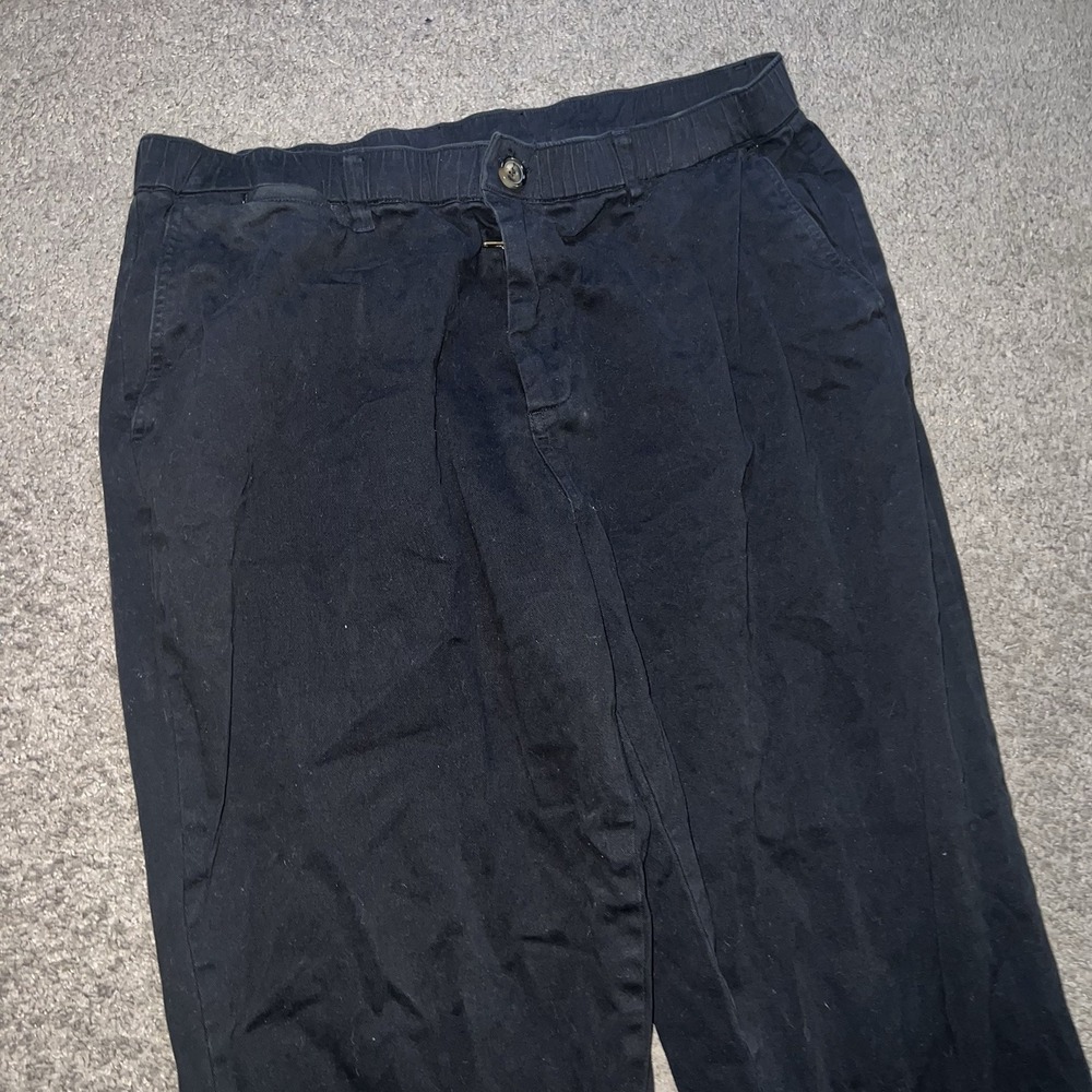 COVE USA Pants Mens 38x30 Black Elastic Waist Stretch Canvas Cotton Chino EUC